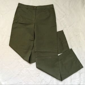 Lacoste Green Twill Wide Leg Chino Pants Size 6 NEW Business Casual Preppy